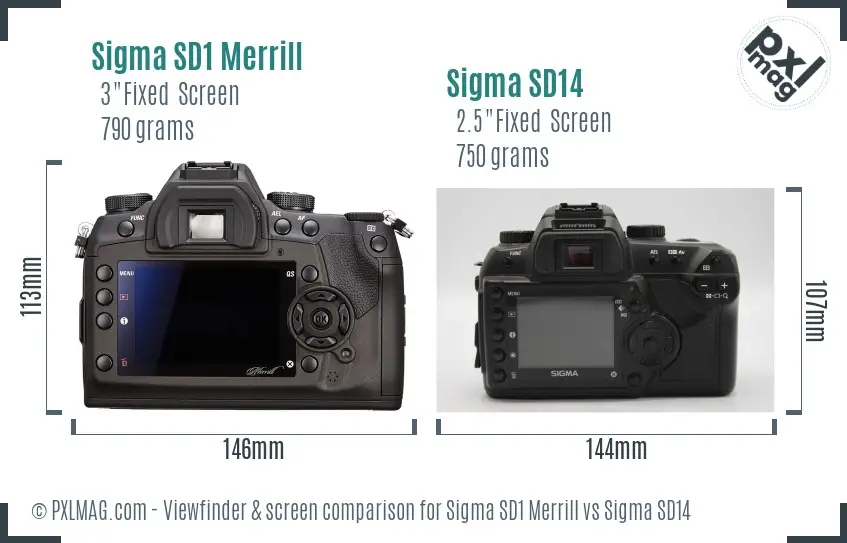 Sigma SD1 Merrill vs Sigma SD14 Screen and Viewfinder comparison