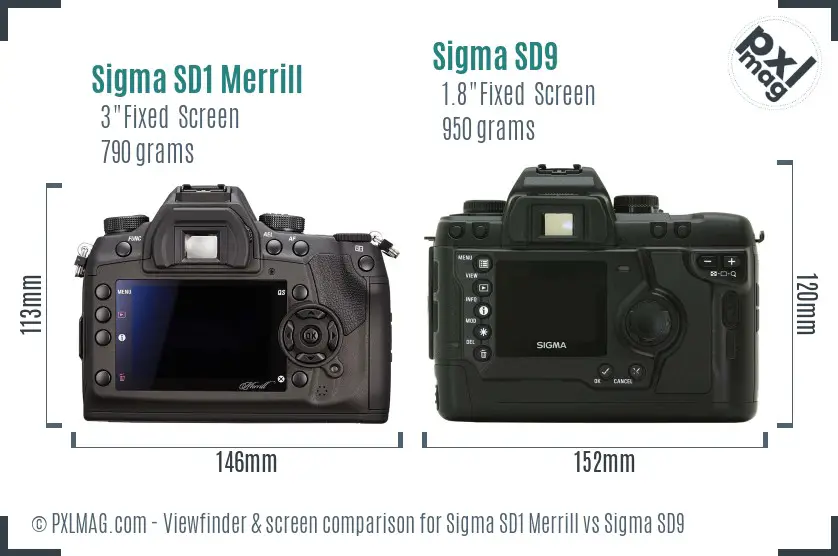 Sigma SD1 Merrill vs Sigma SD9 Screen and Viewfinder comparison