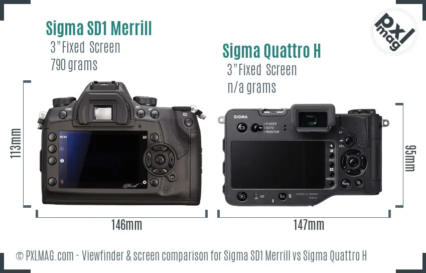 Sigma SD1 Merrill vs Sigma Quattro H Screen and Viewfinder comparison