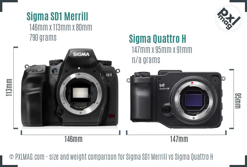 Sigma SD1 Merrill vs Sigma Quattro H size comparison