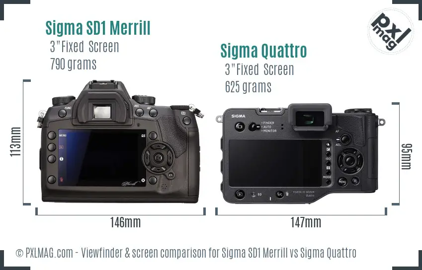 Sigma SD1 Merrill vs Sigma Quattro Screen and Viewfinder comparison