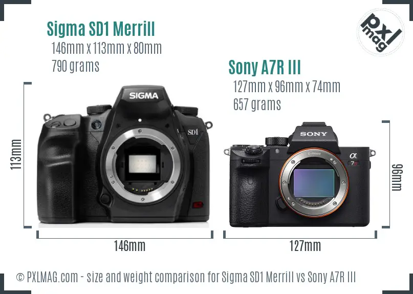 Sigma SD1 Merrill vs Sony A7R III size comparison Sigma SD1 Merrill vs Sony A7R III size comparison
