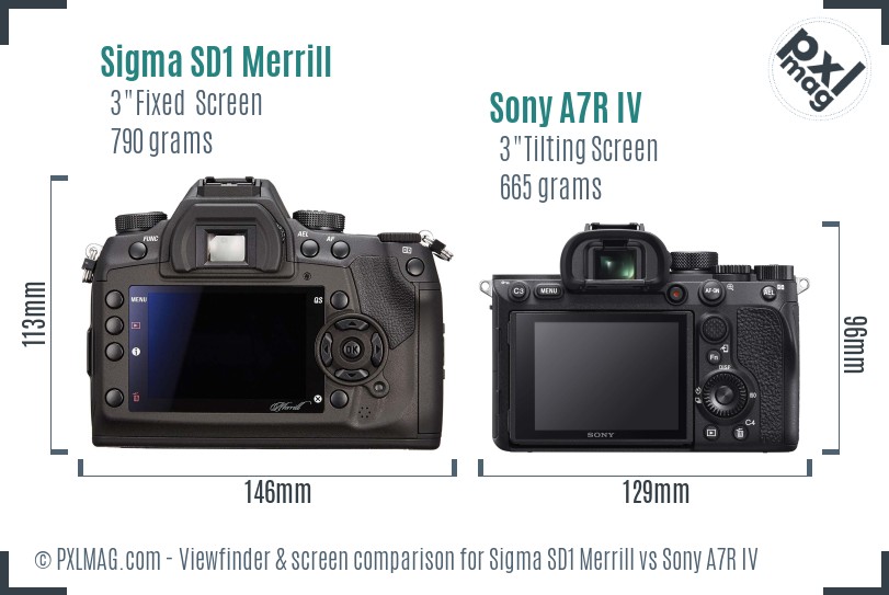 Sigma SD1 Merrill vs Sony A7R IV Screen and Viewfinder comparison