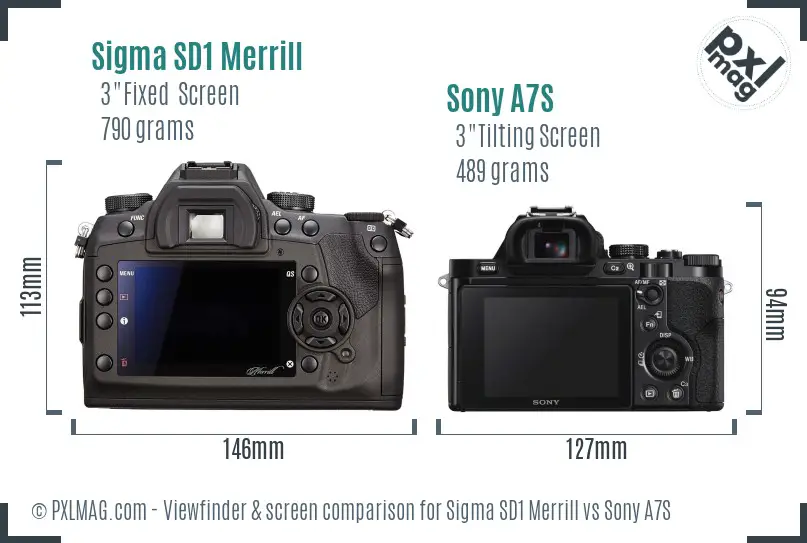Sigma SD1 Merrill vs Sony A7S Screen and Viewfinder comparison