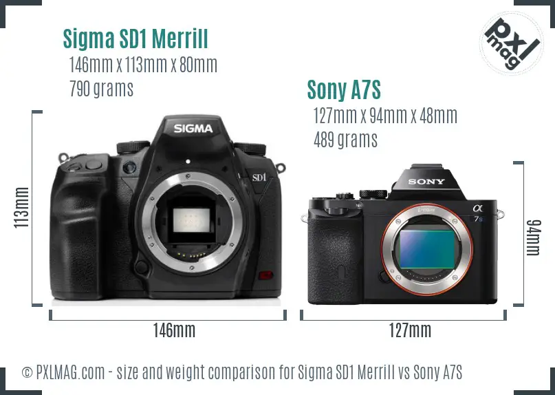 Sigma SD1 Merrill vs Sony A7S size comparison