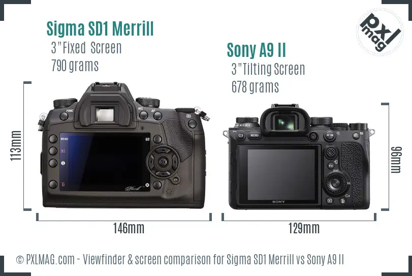 Sigma SD1 Merrill vs Sony A9 II Screen and Viewfinder comparison