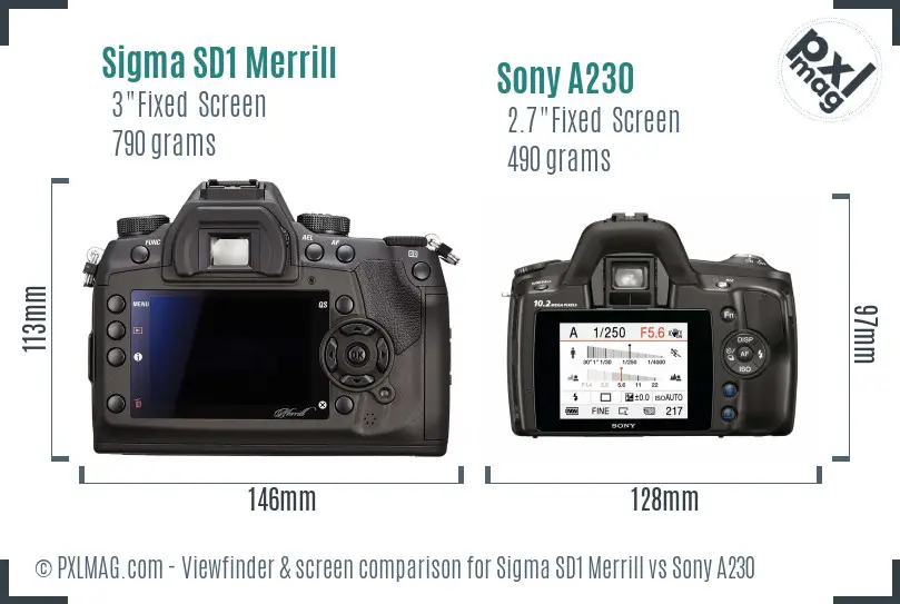 Sigma SD1 Merrill vs Sony A230 Screen and Viewfinder comparison