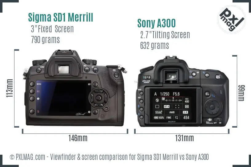 Sigma SD1 Merrill vs Sony A300 Screen and Viewfinder comparison