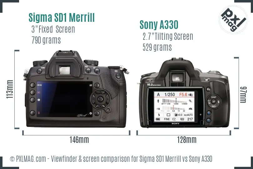 Sigma SD1 Merrill vs Sony A330 Screen and Viewfinder comparison