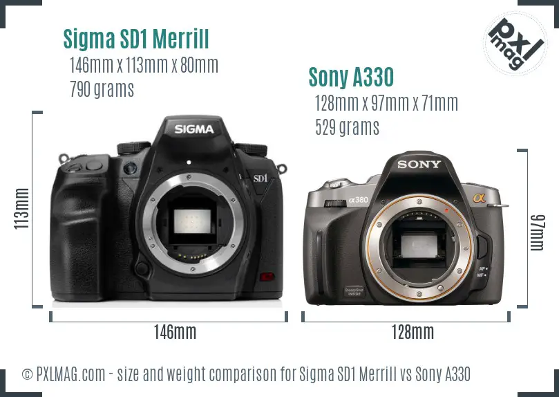 Sigma SD1 Merrill vs Sony A330 size comparison