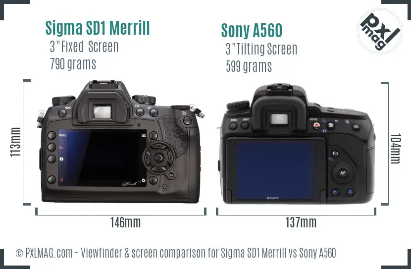 Sigma SD1 Merrill vs Sony A560 Screen and Viewfinder comparison