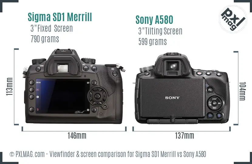 Sigma SD1 Merrill vs Sony A580 Screen and Viewfinder comparison