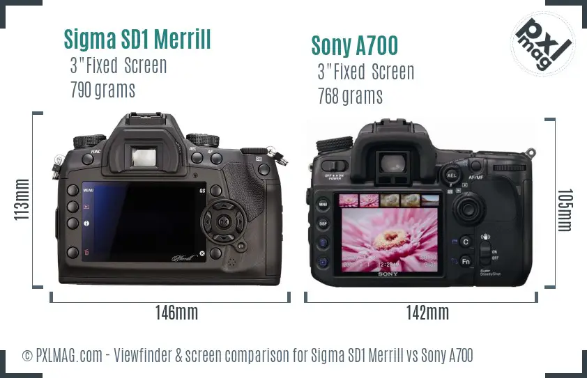 Sigma SD1 Merrill vs Sony A700 Screen and Viewfinder comparison