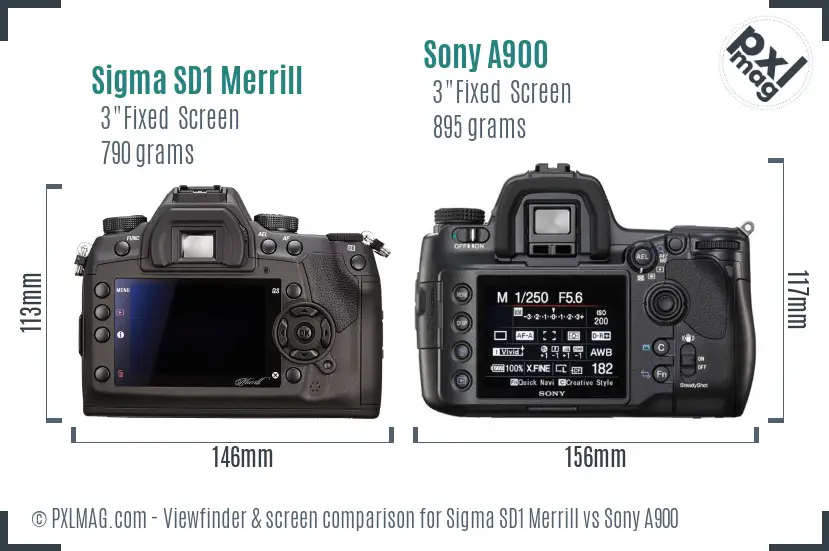 Sigma SD1 Merrill vs Sony A900 Screen and Viewfinder comparison