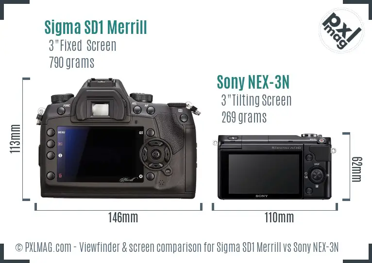 Sigma SD1 Merrill vs Sony NEX-3N Screen and Viewfinder comparison Sigma SD1 Merrill vs Sony NEX-3N Screen and Viewfinder comparison