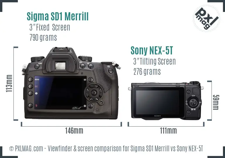 Sigma SD1 Merrill vs Sony NEX-5T Screen and Viewfinder comparison