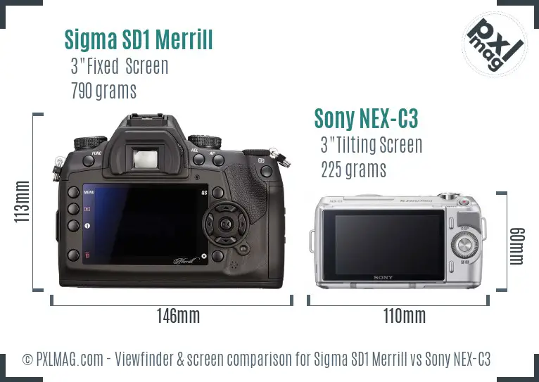 Sigma SD1 Merrill vs Sony NEX-C3 Screen and Viewfinder comparison