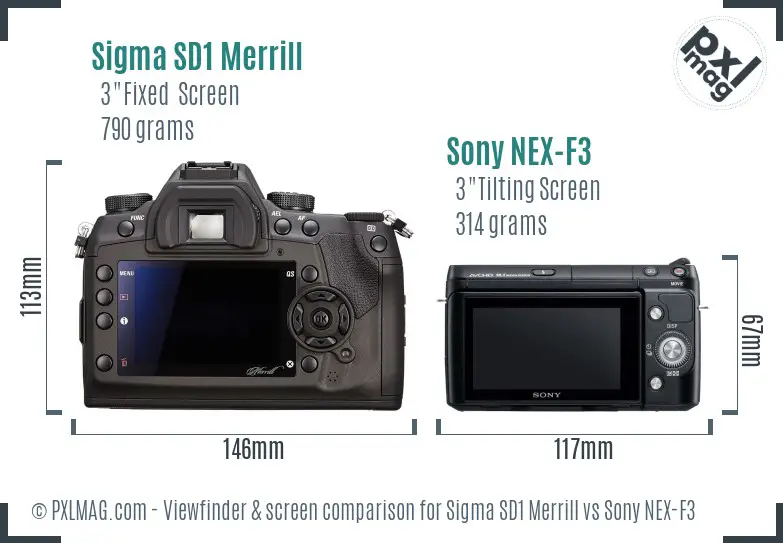 Sigma SD1 Merrill vs Sony NEX-F3 Screen and Viewfinder comparison