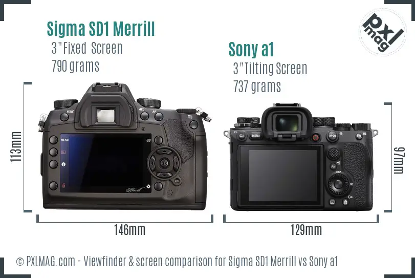 Sigma SD1 Merrill vs Sony a1 Screen and Viewfinder comparison