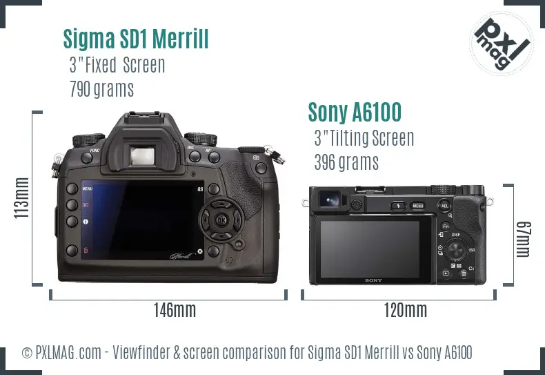 Sigma SD1 Merrill vs Sony A6100 Screen and Viewfinder comparison