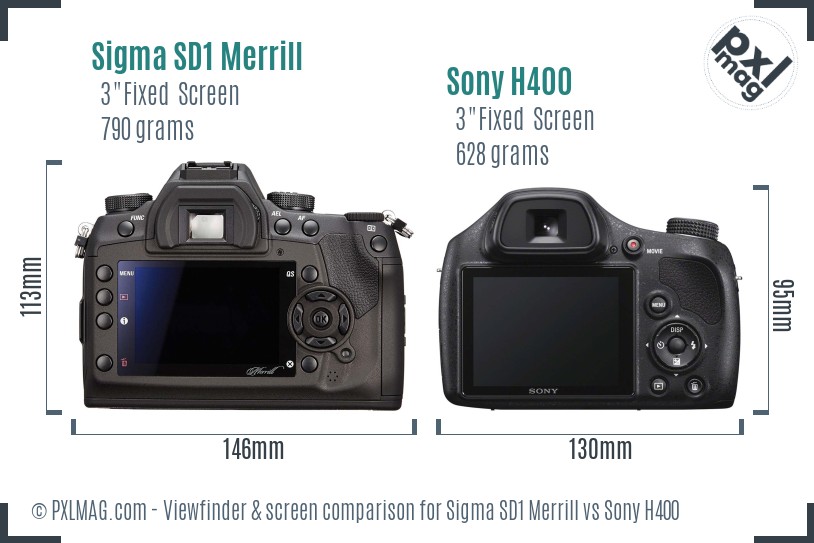 Sigma SD1 Merrill vs Sony H400 Screen and Viewfinder comparison