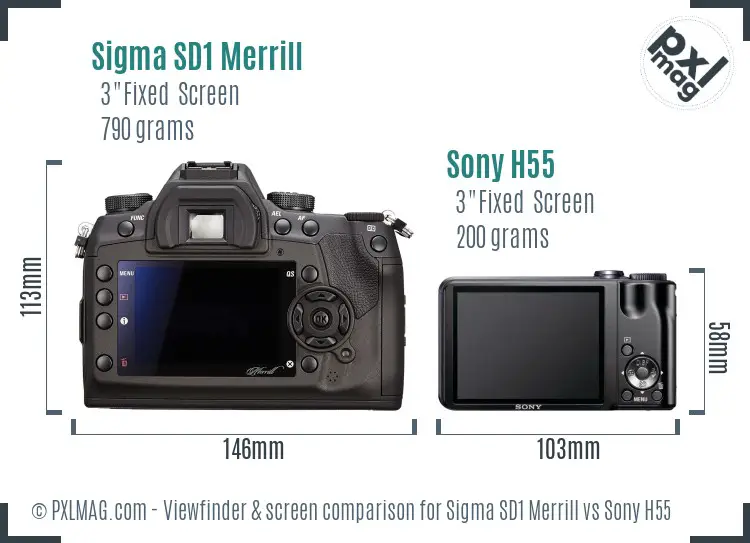 Sigma SD1 Merrill vs Sony H55 Screen and Viewfinder comparison