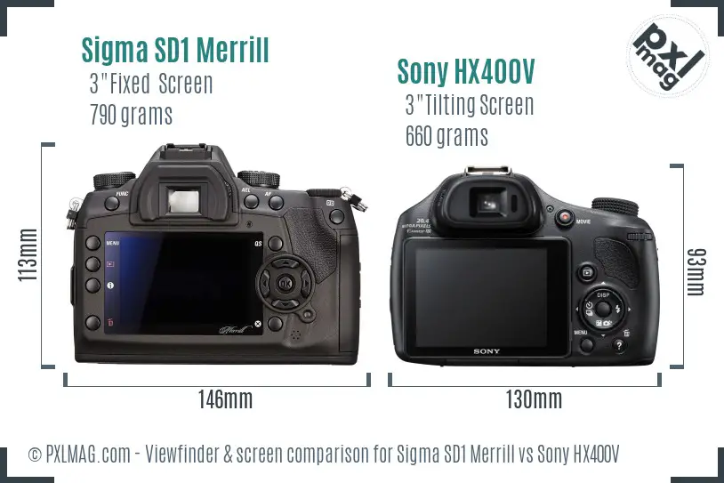 Sigma SD1 Merrill vs Sony HX400V Screen and Viewfinder comparison