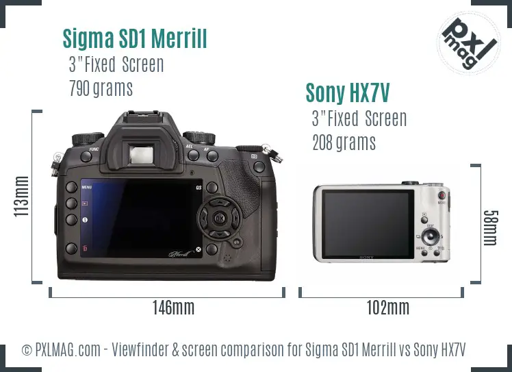 Sigma SD1 Merrill vs Sony HX7V Screen and Viewfinder comparison