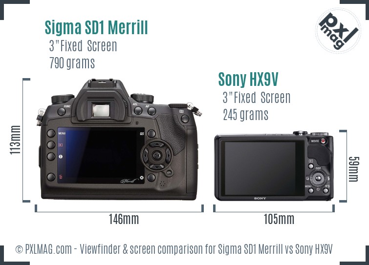 Sigma SD1 Merrill vs Sony HX9V Screen and Viewfinder comparison