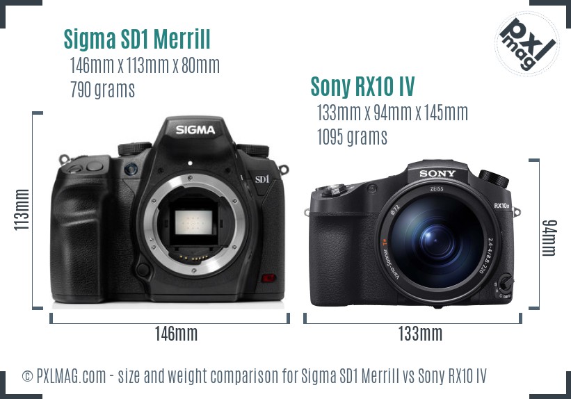 Sigma SD1 Merrill vs Sony RX10 IV size comparison Sigma SD1 Merrill vs Sony RX10 IV size comparison