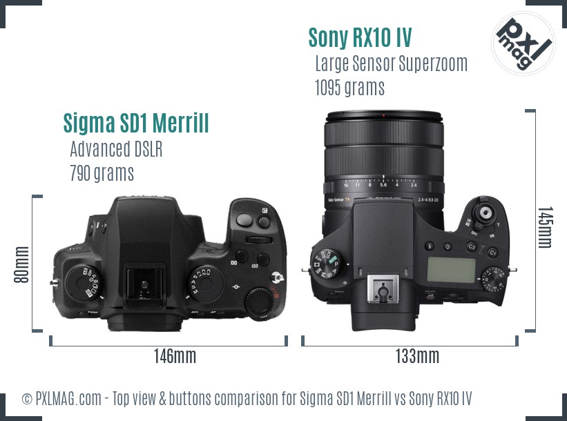 Sigma SD1 Merrill vs Sony RX10 IV top view buttons comparison