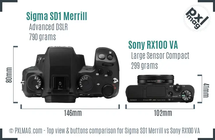 Sigma SD1 Merrill vs Sony RX100 VA top view buttons comparison