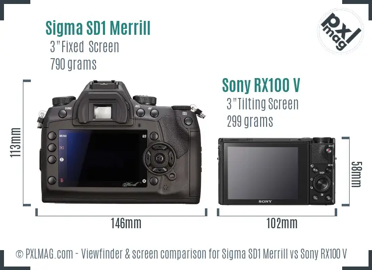 Sigma SD1 Merrill vs Sony RX100 V Screen and Viewfinder comparison