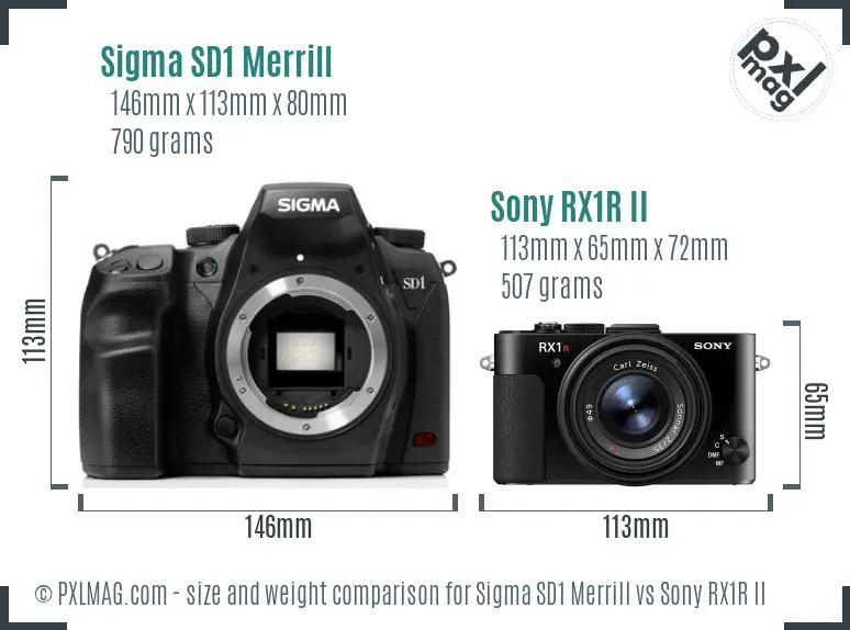 Sigma SD1 Merrill vs Sony RX1R II size comparison