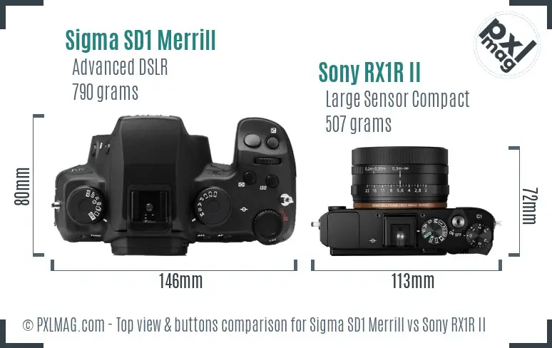 Sigma SD1 Merrill vs Sony RX1R II top view buttons comparison