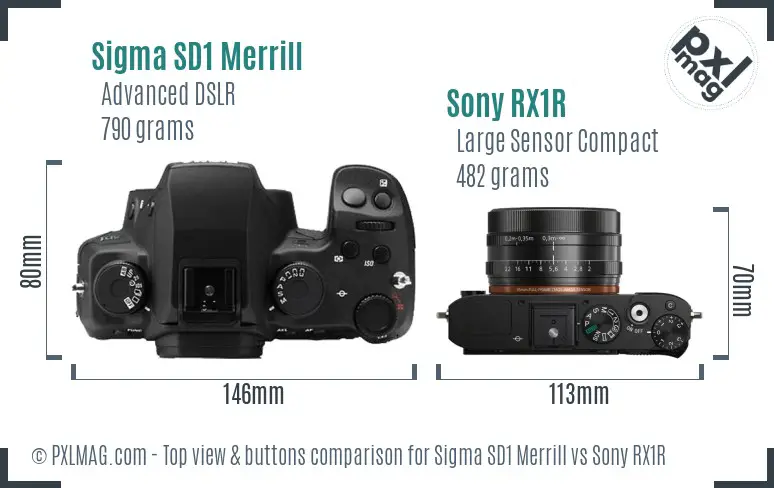 Sigma SD1 Merrill vs Sony RX1R top view buttons comparison