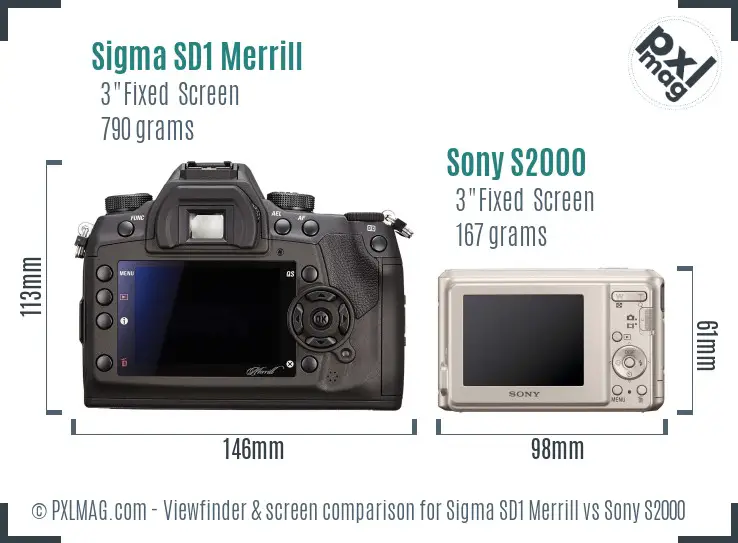 Sigma SD1 Merrill vs Sony S2000 Screen and Viewfinder comparison Sigma SD1 Merrill vs Sony S2000 Screen and Viewfinder comparison