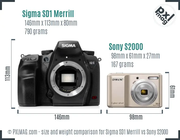 Sigma SD1 Merrill vs Sony S2000 size comparison Sigma SD1 Merrill vs Sony S2000 size comparison
