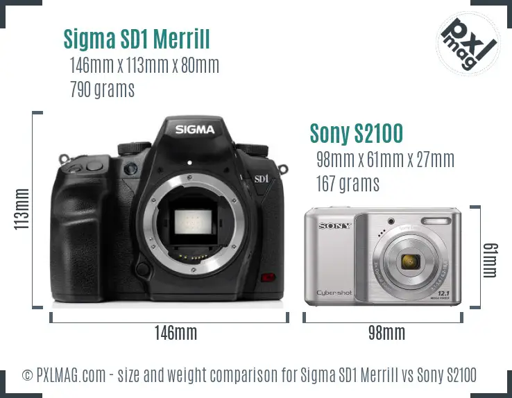 Sigma SD1 Merrill vs Sony S2100 size comparison
