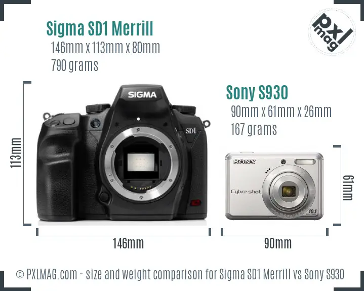 Sigma SD1 Merrill vs Sony S930 size comparison