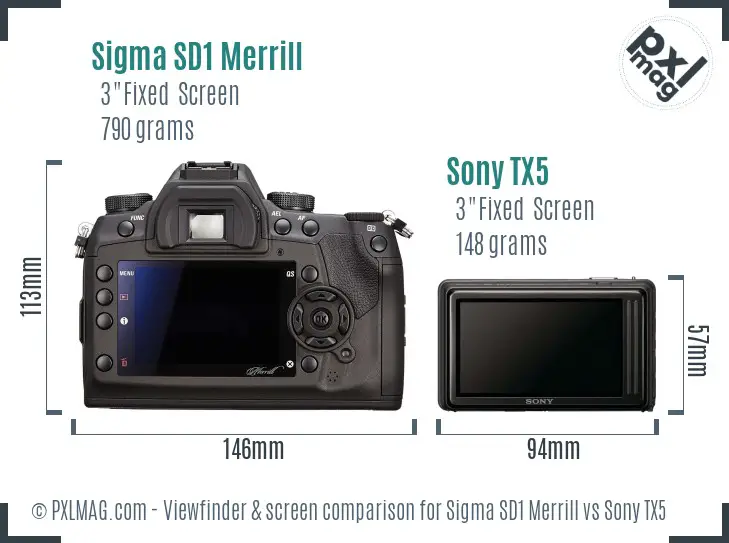 Sigma SD1 Merrill vs Sony TX5 Screen and Viewfinder comparison