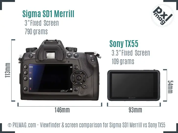 Sigma SD1 Merrill vs Sony TX55 Screen and Viewfinder comparison