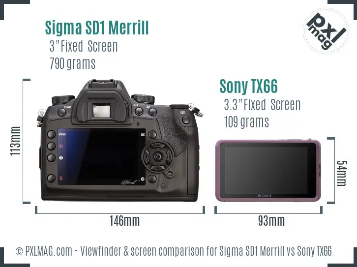 Sigma SD1 Merrill vs Sony TX66 Screen and Viewfinder comparison