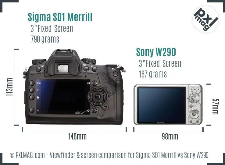 Sigma SD1 Merrill vs Sony W290 Screen and Viewfinder comparison