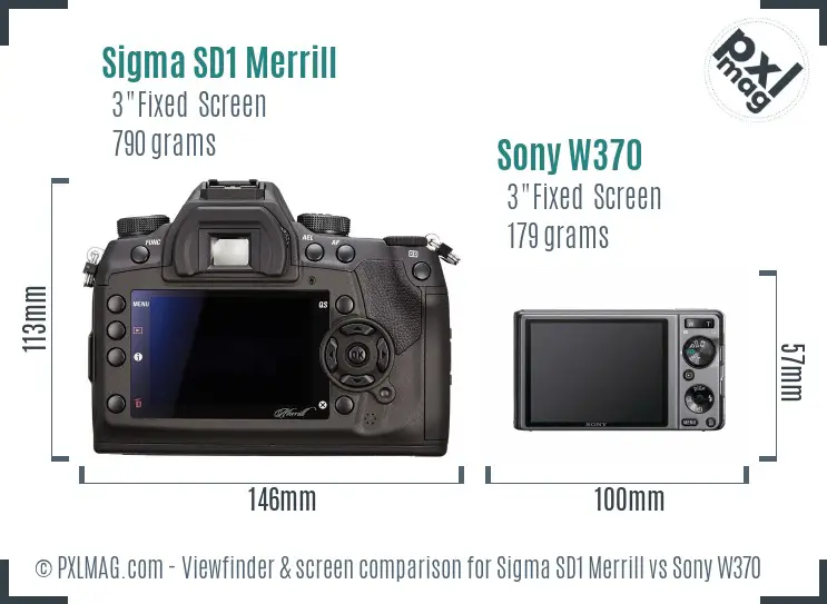 Sigma SD1 Merrill vs Sony W370 Screen and Viewfinder comparison