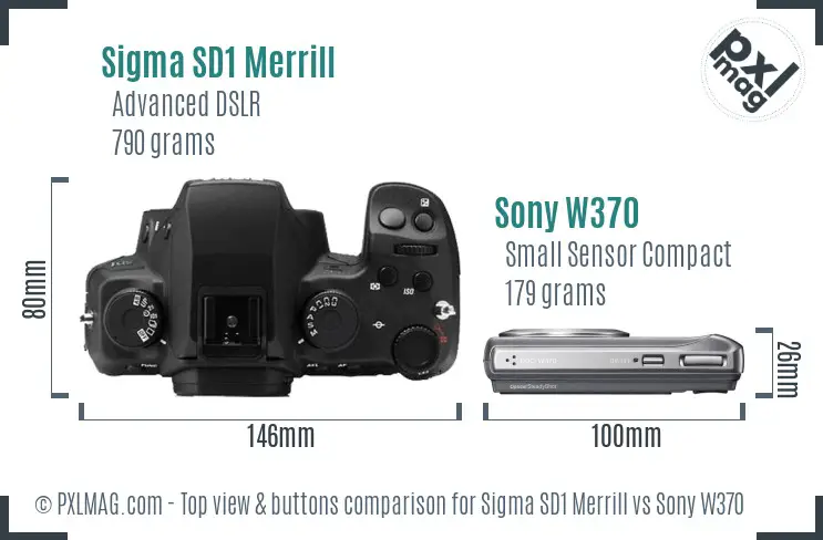 Sigma SD1 Merrill vs Sony W370 top view buttons comparison