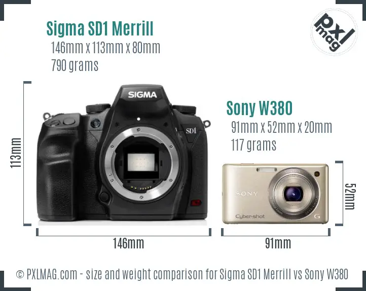 Sigma SD1 Merrill vs Sony W380 size comparison