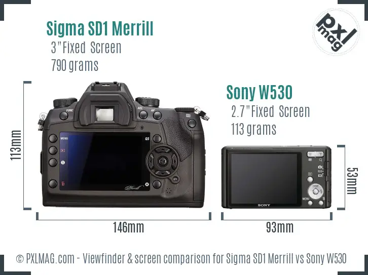 Sigma SD1 Merrill vs Sony W530 Screen and Viewfinder comparison