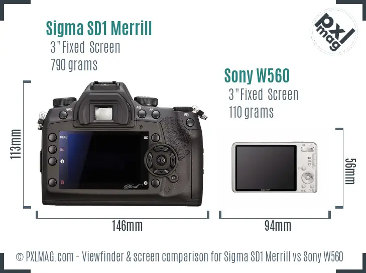 Sigma SD1 Merrill vs Sony W560 Screen and Viewfinder comparison Sigma SD1 Merrill vs Sony W560 Screen and Viewfinder comparison