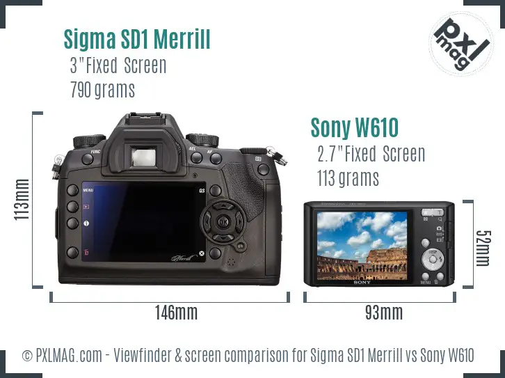 Sigma SD1 Merrill vs Sony W610 Screen and Viewfinder comparison